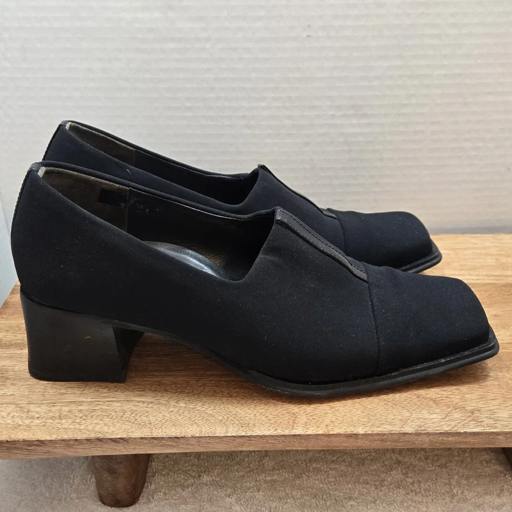 Paul Green Munchen Black Square Toe Low Heel Loafers Pumps Women Slip On Shoes 7